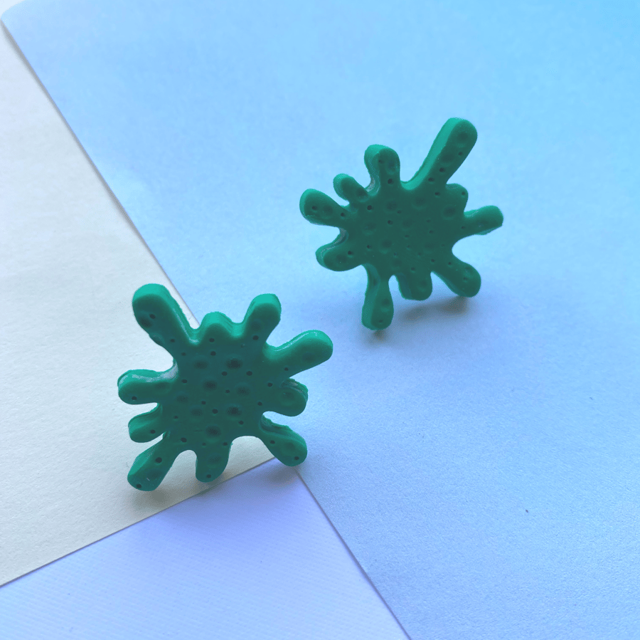 Splash ear studs, splash shape earrings, splat shape earrings, polymer clay ear 
