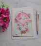 Hot Air Balloon Card Just for You Birthday Pink Flowers Love 3D Luxury Handmade - Image 1
