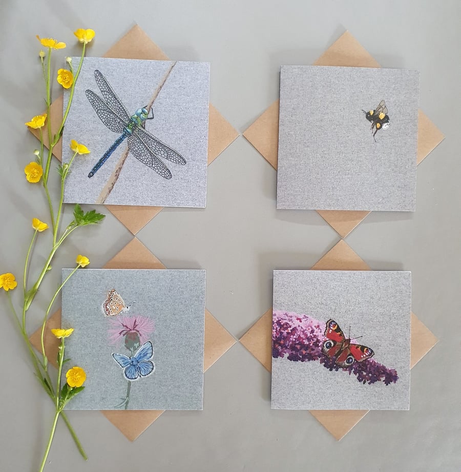 4 Summer Insect Collection cards
