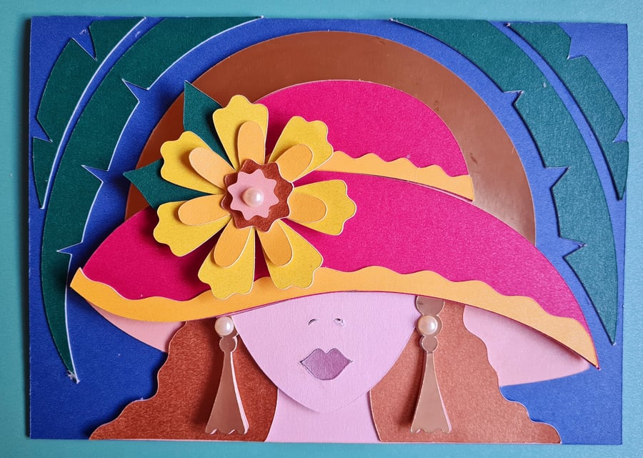 Handmade Card with Tropical Lady