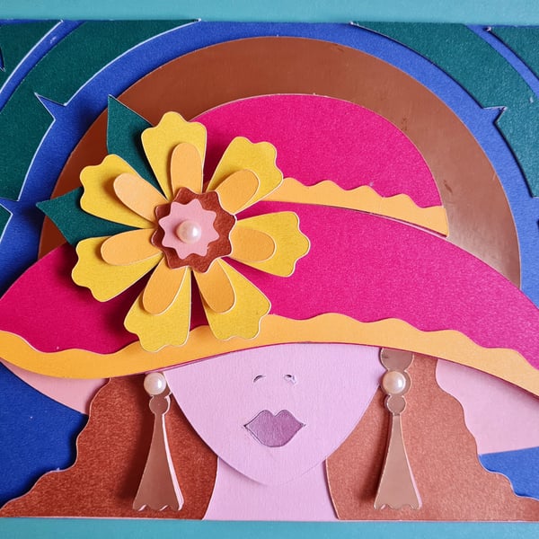 Handmade Card with Tropical Lady