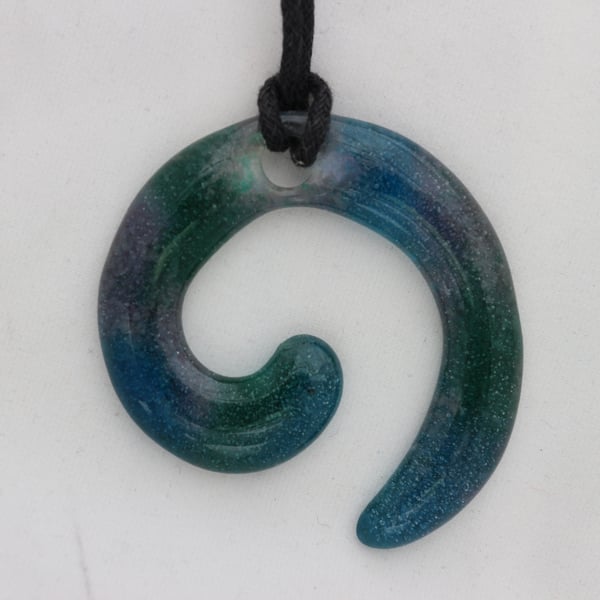 Handmade cast glass pendant - world in motion