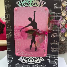 Ballerina en pointe silhouette birthday card
