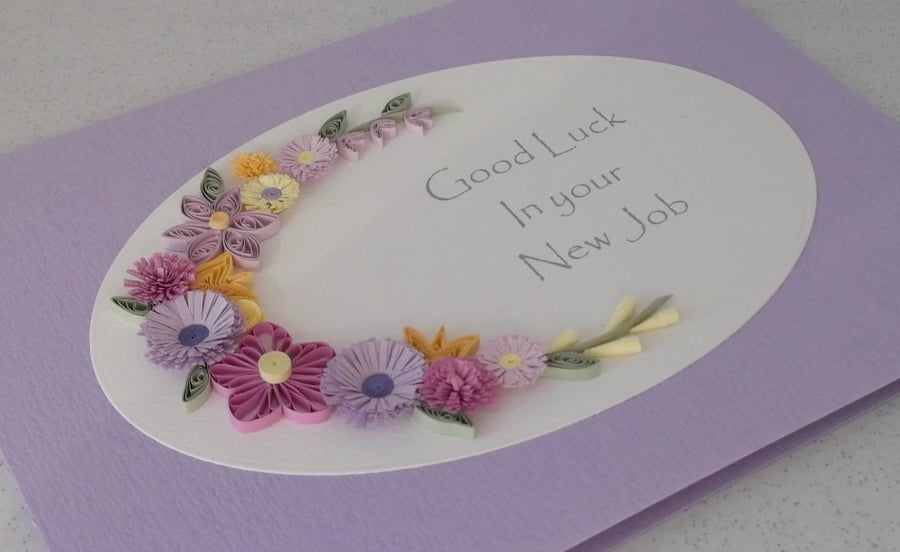 Quilled new job card, good luck Folksy