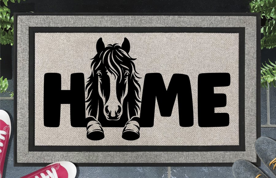 Horse Home Door Mat No.2 - All Weather - Horse Welcome Mat - 45x70cm 