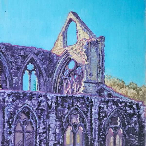 Tintern Abbey original oil pastel artwork