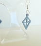 3D Printed Geometric Diamond Shape Drop Earrings on Sterling Silver Ear Hooks - Image 2