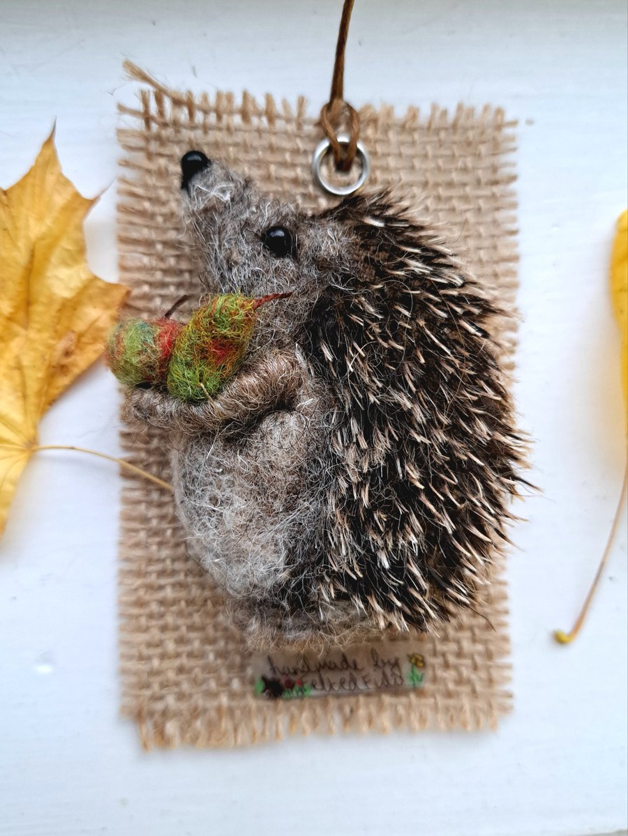 Needle Felted Hedgehog Brooch 