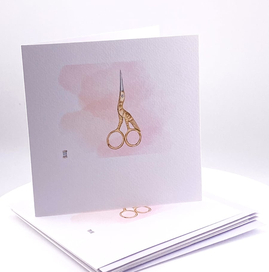 Set of 4 Mini Vintage Scissor Notecards