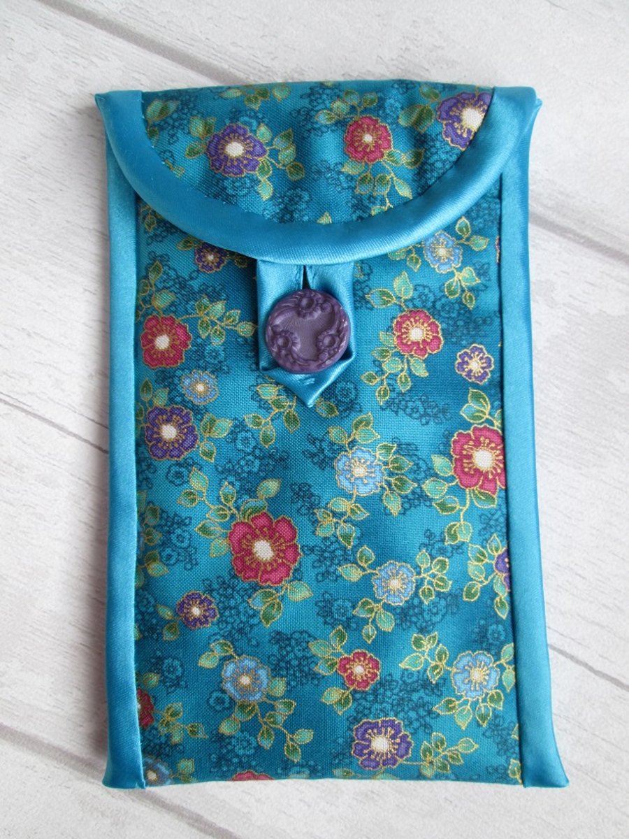 Turquoise Floral Glasses or Phone Case