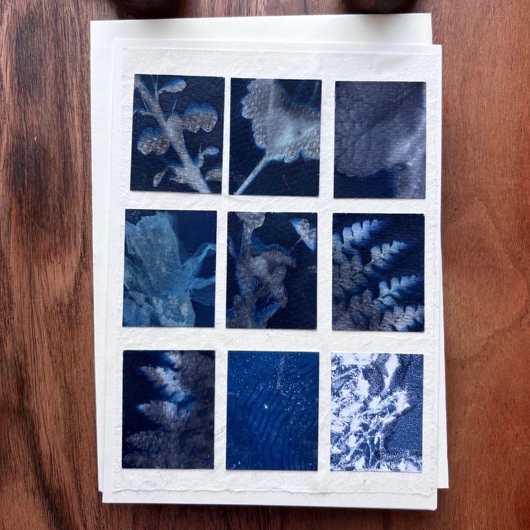 Blue Array 4 - Cyanotype & Acrylic Print Cards - with envelope