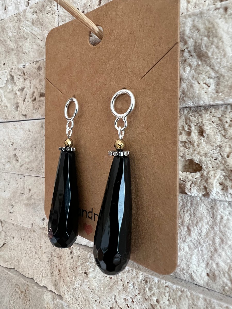 Onyx drop stud earrings 