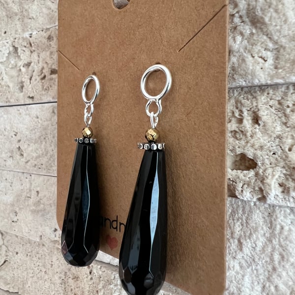 Onyx drop stud earrings 