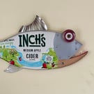 Inch`s Cider Weird Metal Fish Memorabilia Garden Bar Fisherman Wall Art Pub  