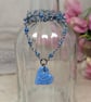 Blue ceramic heart pendant with jasper and wirework chain - Image 4