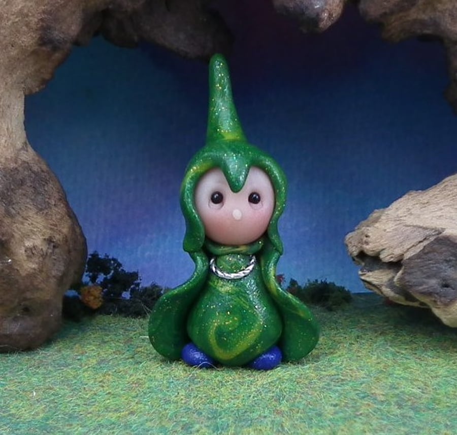 Tiny Garden Gnome 'Oona' 1.5" OOAK Sculpt by Ann Galvin