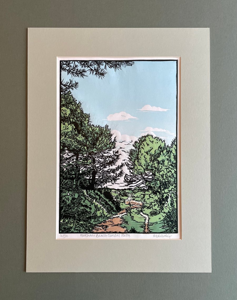 Holkham Beach Coastal Path - Limited Edition Lino Print