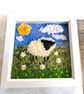  "Spring Joy" Sheep Textile Art,  Handmade textile artwork.  - Image 3