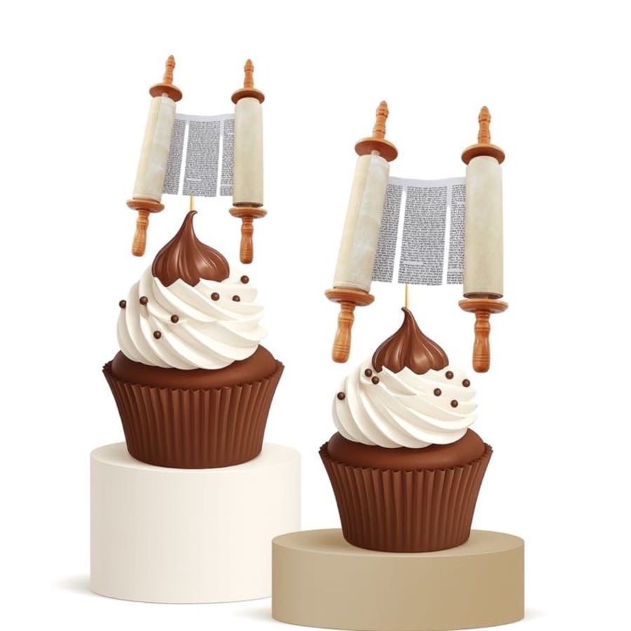 Simchas Torah Cupcake Toppers 15pk Torah Scroll Hachnasas Sefer Torah Decor