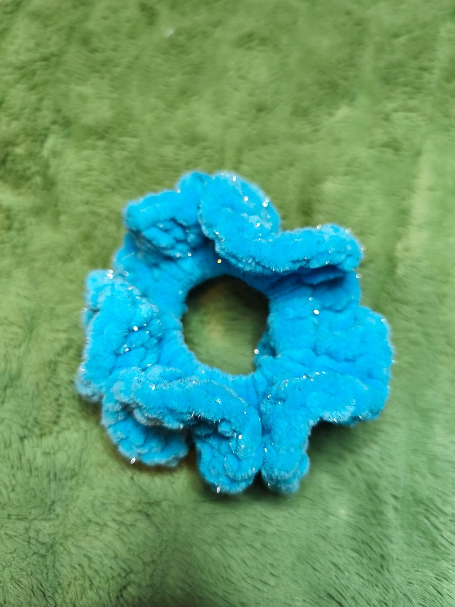 Image of Blue Glitter Medium Scrunchies Hair Tie