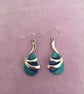Wave Drop Earrings in Peacock Colours - Image 4