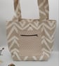 Tote bag, large in white and sand chevron with pockets.   - Image 5