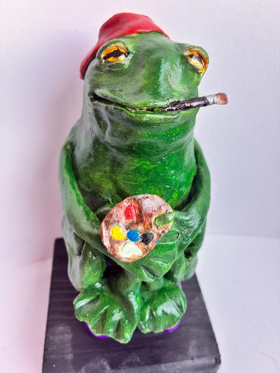 Hand-sculpted Ceramic Frog Artist Sculpture Quirky Animal Ornament