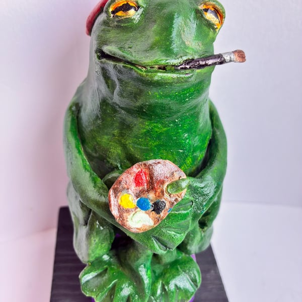 Hand-sculpted Ceramic Frog Artist Sculpture Quirky Animal Ornament