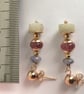 Gemstone earrings, Tanzanite, strawberry quartz & beryl. - Image 6