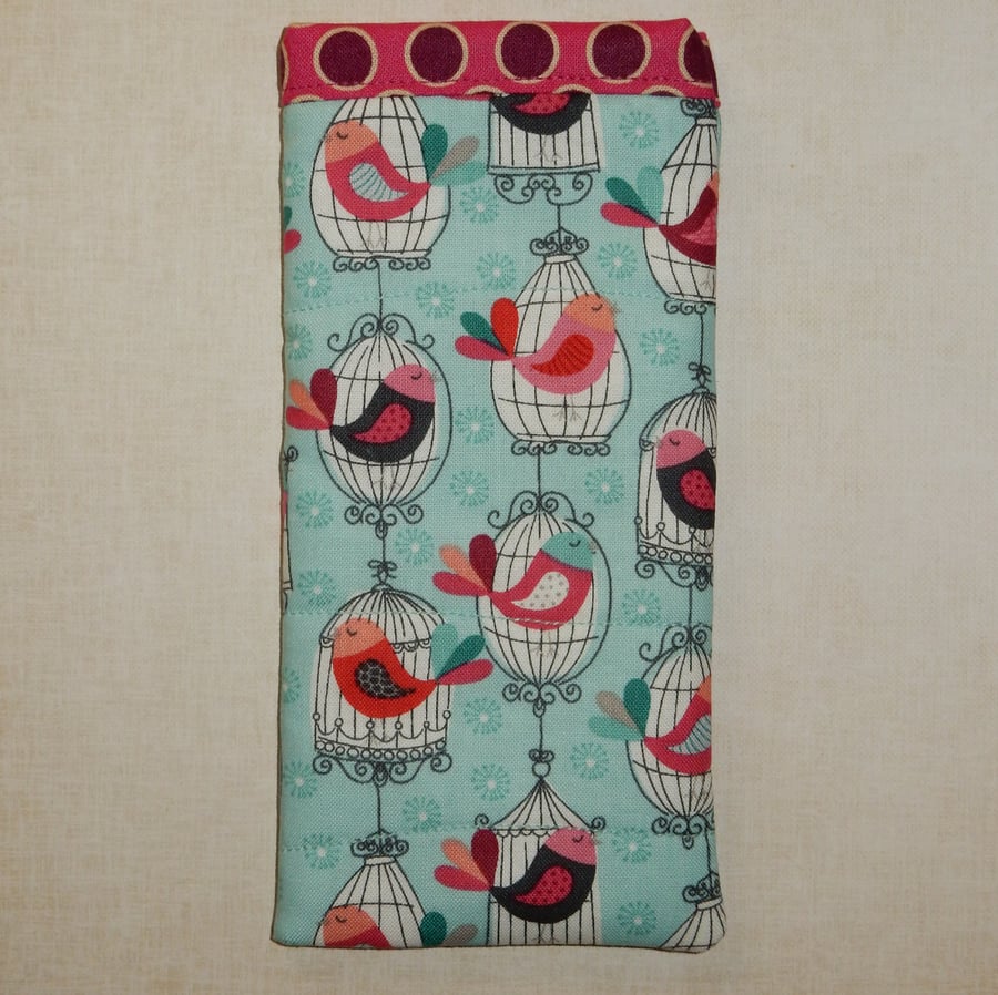 Glasses case - Bright birds in cages
