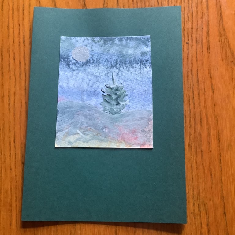 Hand painted Christmas Yule Card 'Yule Snow Storm'