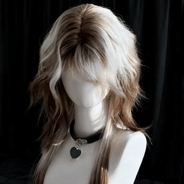 Trendy Wolf Cut Short Wig with Silver Balayage, Layered Ashy Brown Synthetic