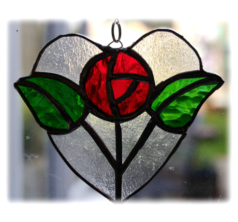 Rose Heart Suncatcher Stained Glass Machintosh 08