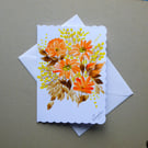 hand painted original art floral greetings card ( ref FA5 G5 )