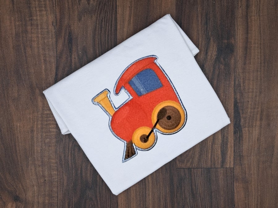 Personalised Embroidered Train Kids T-Shirt - Custom Name Locomotive Tee