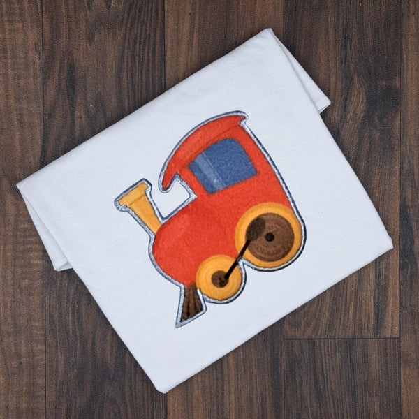 Personalised Embroidered Train Kids T-Shirt - Custom Name Locomotive Tee