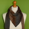 Striped Scarf in Mulicolours with Black and Grey. Colour Gradient Scarf.EdgeTrim