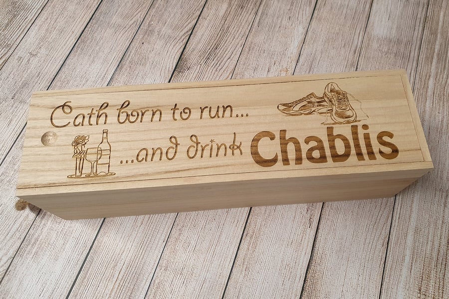 Wooden Wine Bottle Gift Box - Engraved and Personalised - Made to Order