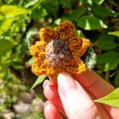 Sunflower brooch, Flower jewellery gift, Birthday gift, Sunflower accessory