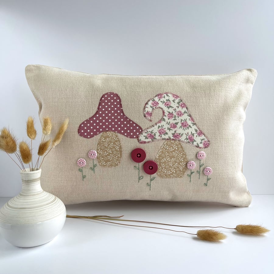 SALE - Mushrooms and Flowers Cushion