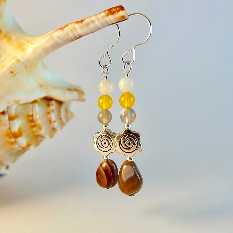 Botswana Agate Earrings - Birthday, Anniversary, Friendship, Gift For Her