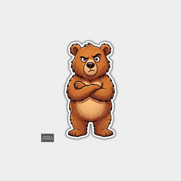 Funny Vinyl Die Cut Sticker For Adults - Grumpy Bear Standing