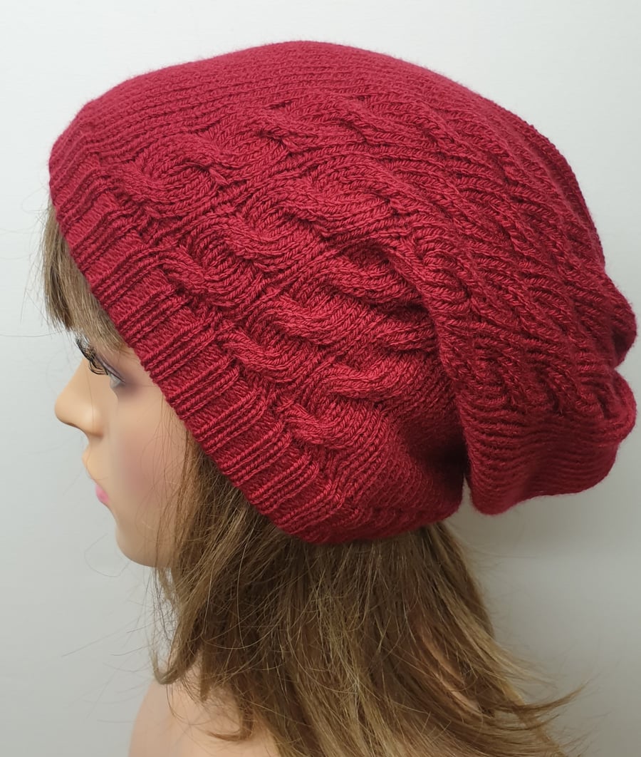 Claret red women slouchy hat