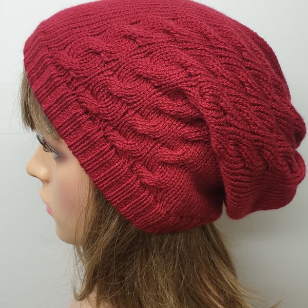 Claret red women slouchy hat