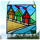 Beach Hut Picture Stained Glass Art By the Sea Suncatcher Handmade 