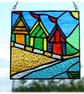Beach Hut Picture Stained Glass Art By the Sea Suncatcher Handmade 