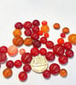 Red Orange Fused Glass Dots - Bullseye COE 90 Glass Cabochons 100g 