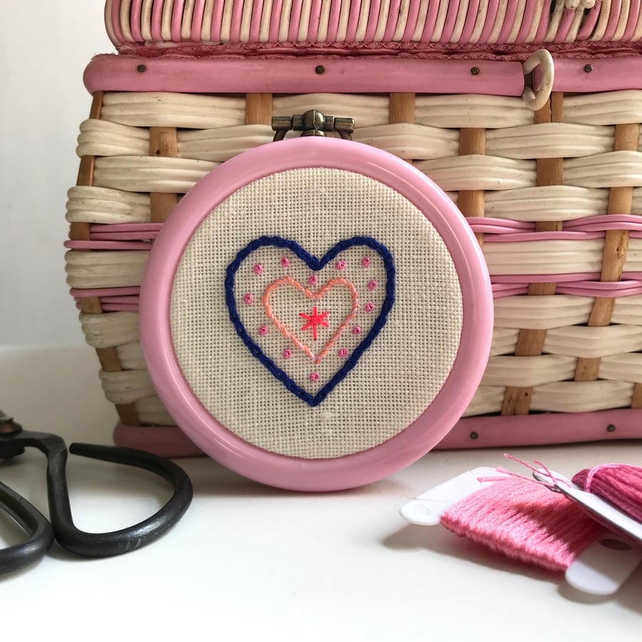 Love Heart Hand Embroidered Mini Wall Decoration