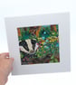 A mounted original painting - badger - wildlife painting - woodland - wildflower - Image 3