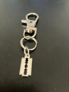 razor blade keyring bag charm zip puller swivel clip on key chain lanyard